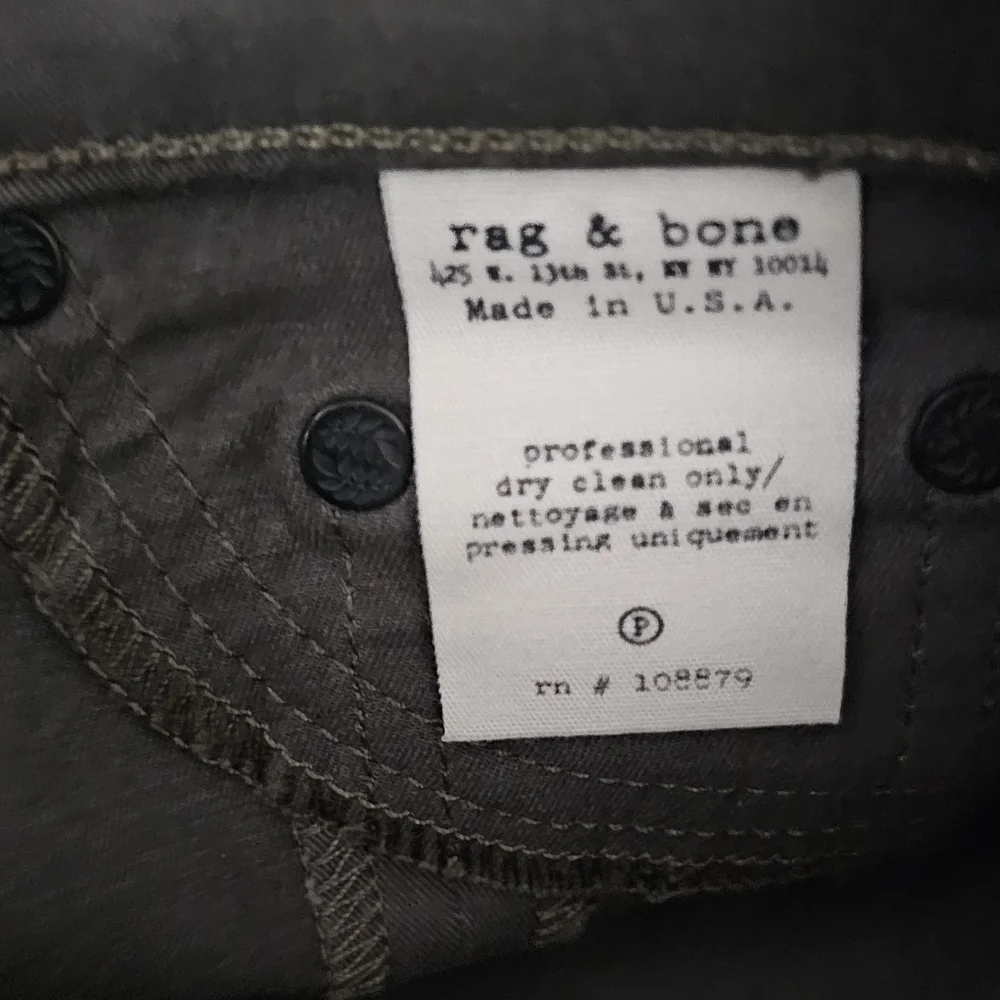 rag & bone Halifax Leather-Panel Moto Jeans Size 26 Army Military Green New NWOT